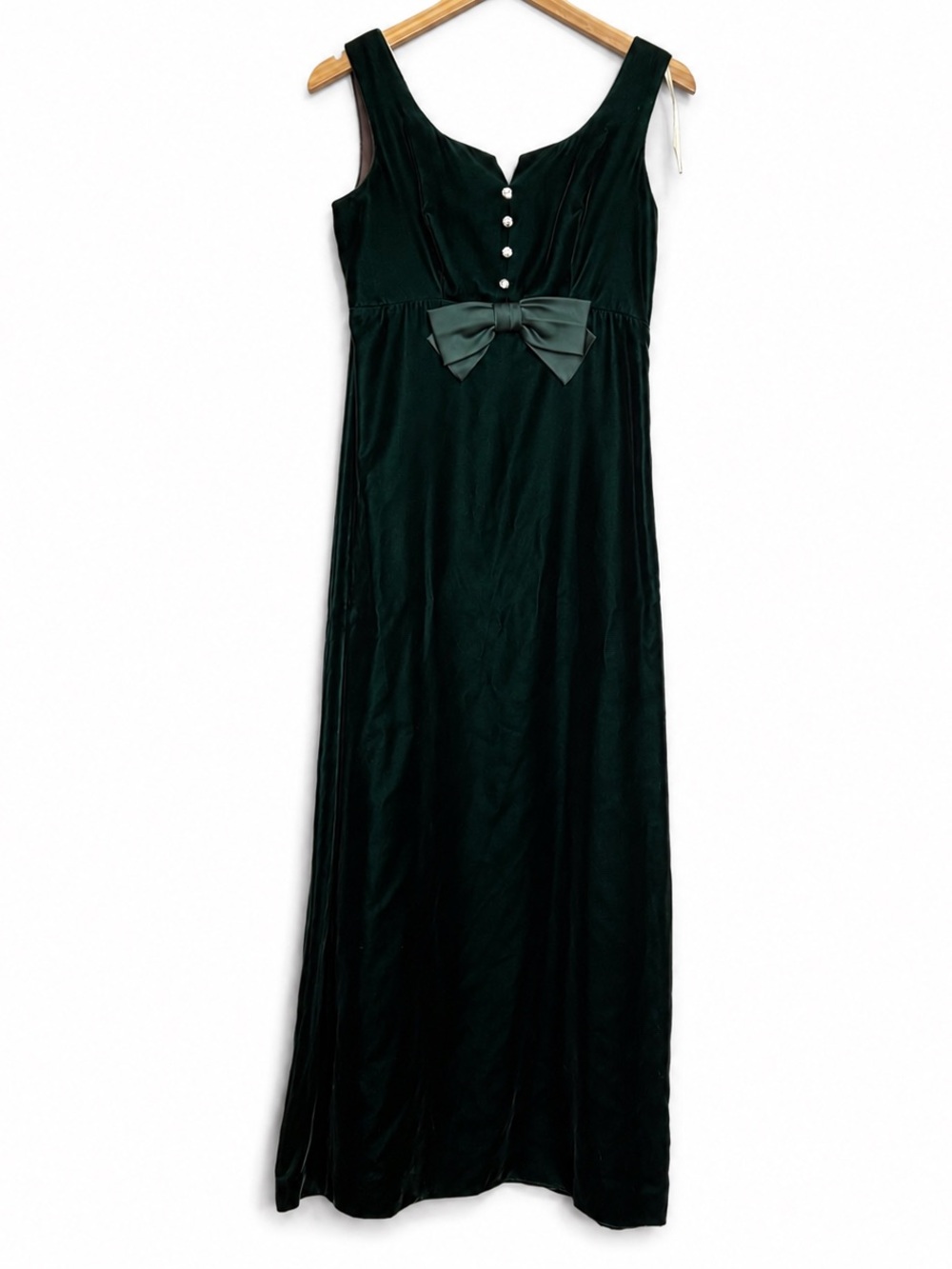 Vintage Handmade Emerald Green Velvet Maxi Dress Size 9